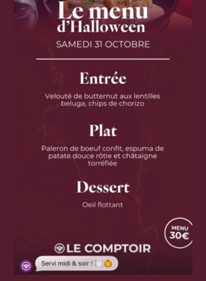 Menu spécial Halloween - © Casino Joa Menu spécial Halloween