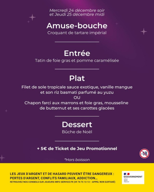 Menu Noël Casino JOA